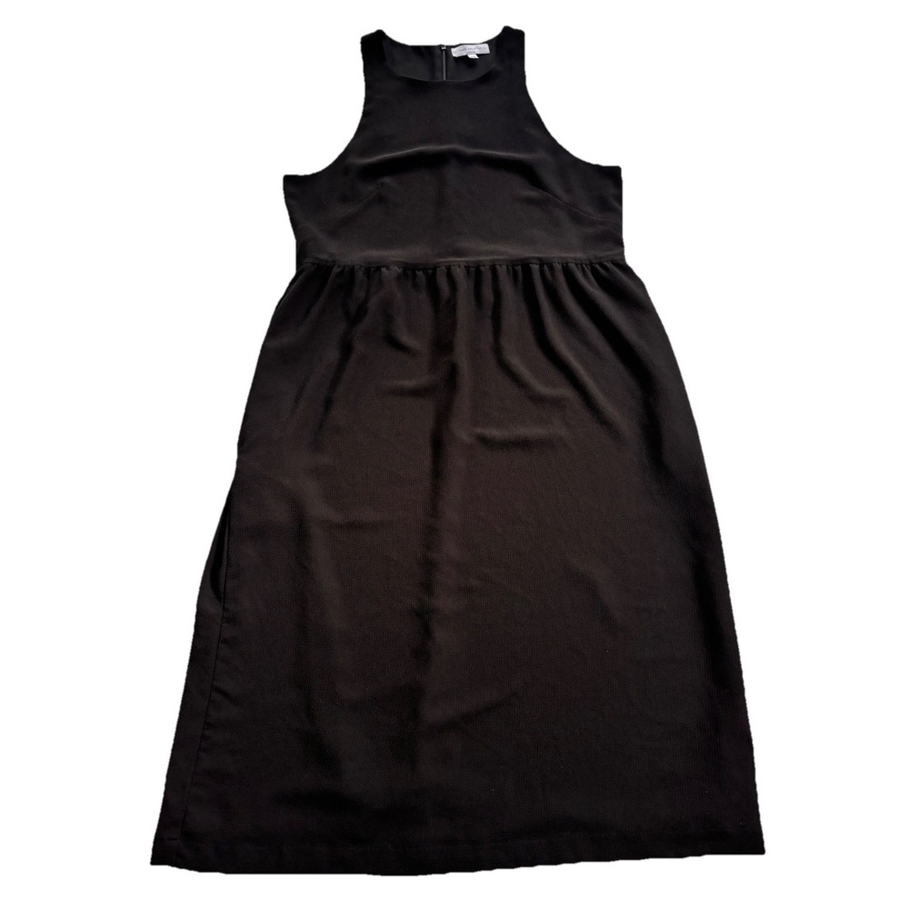 Slate Collective Black High Neck Sleeveless Lined Midi Dress Sz 12 USA Made